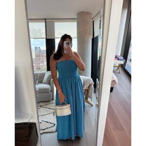 SOLID & STRIPED The Strapless Soglio Dress in French Blue Size Small